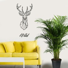 Mıgnatıs - Wild Doğa Yazısı ve Geyik Duvar Yazısı Sticker 60X28CM - Siyah