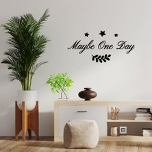 Mıgnatıs - Yıldız ve Maybe One Day Duvar Araç Yazısı Sticker 60X28CM - Siyah