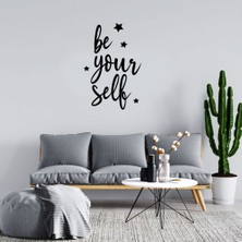 Mıgnatıs - El Yazısı ile Yazılmış Be Your Self Yazısı Sticker 60X39CM - Siyah