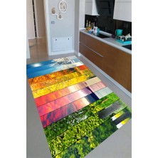 Modanoiva Kaymaz Dot Taban Yıkanabilir  Dijital Baskı Dört Mevsim Tasarımlı Mutfak Halısı 80 x 120