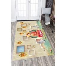 Modanoiva Kaymaz Dot Taban Yıkanabilir Dijital  Baskı Meditasyon Desenli Salon Halısı 80 x 120