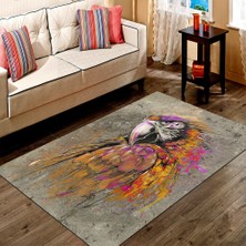 Modanoiva Kaymaz Dot Taban Yıkanabilir  Dijital Baskı Papağan Desenli Salon Halısı 80 x 120