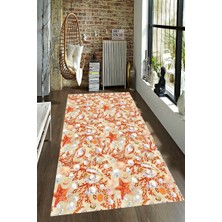 Modanoiva Kaymaz Dot Taban Yıkanabilir  Dijital Baskı Kum ve Deniz İncisi Desenli Salon Halısı 80 x 120