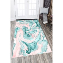 Modanoiva Kaymaz Dot Taban Yıkanabilir  Dijital Baskı Renklerin Karışımı Tasarımlı Salon Halısı 80 x 100