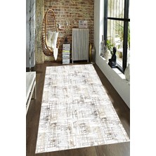 Modanoiva Kaymaz Dot Taban Yıkanabilir  Dijital Baskı Beyaz Zemin Eskitme Yansımalı Salon Halısı 80 x 100