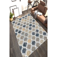 Modanoiva Kaymaz Dot Taban Yıkanabilir  Dijital Baskı Damla Motif Yaprak Detaylı Salon Halısı 80 x 120