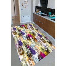 Modanoiva Kaymaz Dot Taban Yıkanabilir  Dijital Baskı Asimetrik Oval Şekiller Çizimli Mutfak Halısı 80 x 100