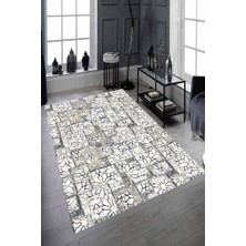 Modanoiva Kaymaz Dot Taban Yıkanabilir  Dijital Baskı Üç Boyutlu Çiçek Motifi Desenli Salon Halısı 80 x 100
