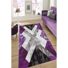 Modanoiva Kaymaz Dot Taban Yıkanabilir  Dijital Baskı Renkli Kırık Desenli Salon Halısı 80 x 100