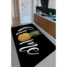 Modanoiva Kaymaz Dot Taban Yıkanabilir  Dijital Baskı Ananas Çizimli Mutfak Halısı 80 x 120