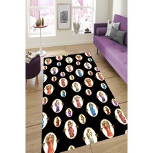 Modanoiva Kaymaz Dot Taban Yıkanabilir  Dijital Baskı Melek Heykeli Desenli Salon Halısı 80 x 100