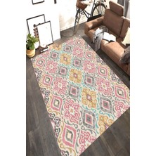 Modanoiva Kaymaz Dot Taban Yıkanabilir  Dijital Baskı Eskitme Motifli Metraj Tasarımlı Salon Halısı 80 x 100