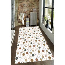 Modanoiva Kaymaz Dot Taban Yıkanabilir Dijital  Baskı Ağaç Süsleri Desenli Salon Halısı 80 x 100