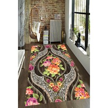 Modanoiva Kaymaz Dot Taban Yıkanabilir  Dijital Baskı Damla Çiçek Desenli Salon Halısı 80 x 120