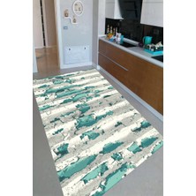 Modanoiva Kaymaz Dot Taban Yıkanabilir  Dijital Baskı Dökülen Boyalar Desenli Mutfak Halısı 80 x 120