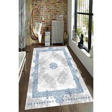 Modanoiva Kaymaz Dot Taban Yıkanabilir  Dijital Baskı Çerçeve Motifli Osmanlı Desenli Salon Halısı 80 x 100