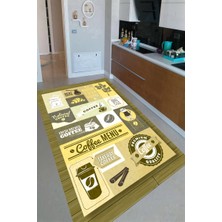 Modanoiva Kaymaz Dot Taban Yıkanabilir Dijital  Baskı Tahta Zemin Kahve Temalı Mutfak Halısı 80 x 120