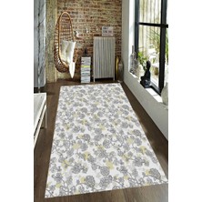 Modanoiva Kaymaz Dot Taban Yıkanabilir  Dijital Baskı Parlak Çiçek Motifleri Desenli Salon Halısı 80 x 120