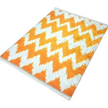 Modanoiva Kaymaz Dot Taban Yıkanabilir  Dijital Baskı Renkli Zikzak Desenli Salon Halısı 80 x 100