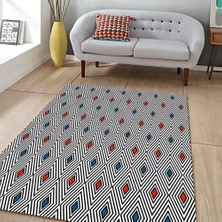 Modanoiva Kaymaz Dot Taban Yıkanabilir  Dijital Baskı Renkli Küp Desenli Salon Halısı 80 x 120