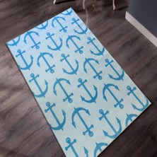 Modanoiva Kaymaz Dot Taban Yıkanabilir  Dijital Baskı Çapa Desenli Salon Halısı 80 x 120