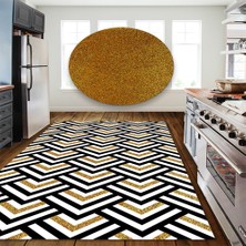 Modanoiva Kaymaz Dot Taban Yıkanabilir  Dijital Baskı Simetrik Küp Desenli Mutfak Halısı 80 x 120