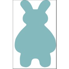 Modanoiva Kaymaz Dot Taban Yıkanabilir  Dijital Baskı Turkuaz Tavşan Desenli Çocuk Halısı 80 x 100