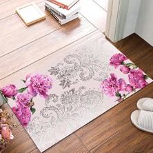 Modanoiva Kaymaz Dot Taban Yıkanabilir  Dijital Baskı Lavanta Desenli Salon Halısı 80 x 120