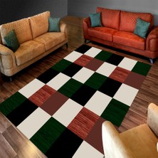 Modanoiva Kaymaz Dot Taban Yıkanabilir  Dijital Baskı Renkli Dama Desenli Salon Halısı 80 x 120