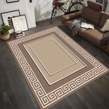 Modanoiva Kaymaz Dot Taban Yıkanabilir  Dijital Baskı Geometrik Dikdörtgen Desenli Salon Halısı 80 x 100