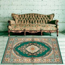 Modanoiva Kaymaz Dot Taban Yıkanabilir  Dijital Baskı Osmanlı Motifli Salon Halısı 80 x 120