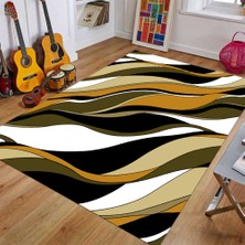 Modanoiva Kaymaz Dot Taban Yıkanabilir  Dijital Baskı Geometrik Dalga Desenli Salon Halısı 80 x 120