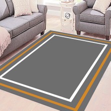 Modanoiva Kaymaz Dot Taban Yıkanabilir Dijital  Baskı Simetrik Çizgi Desenli Salon Halısı 80 x 120