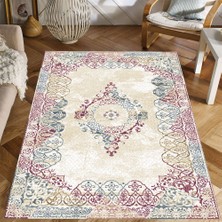 Modanoiva Kaymaz Dot Taban Yıkanabilir  Dijital Baskı Osmanlı Motif Desenli Salon Halısı 80 x 120