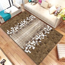 Modanoiva Kaymaz Dot Taban Yıkanabilir  Dijital Baskı Simetrik Tay Tüyü Desenli Salon Halısı 80 x 100