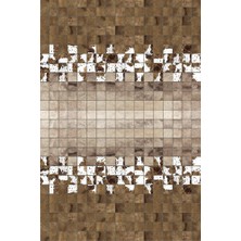 Modanoiva Kaymaz Dot Taban Yıkanabilir  Dijital Baskı Simetrik Tay Tüyü Desenli Salon Halısı 80 x 100