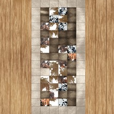 Modanoiva Kaymaz Dot Taban Yıkanabilir  Dijital Baskı Eskitme Desenli Salon Halısı 80 x 120