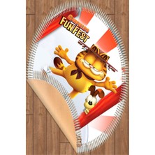 Modanoiva Kaymaz Dot Taban Yıkanabilir  Dijital Baskı Garfield Desenli Çocuk Halısı 80 x 100