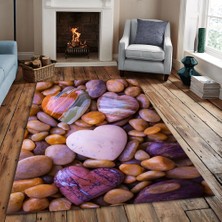 Modanoiva Kaymaz Dot Taban Yıkanabilir  Dijital Baskı Taş Desenli Salon Halısı 80 x 120