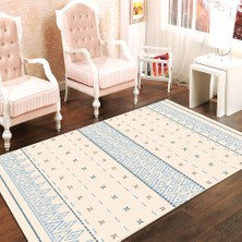 Modanoiva Kaymaz Dot Taban Yıkanabilir  Dijital Baskı Geometrik Modern Çarpı Desenli Salon Halısı 80 x 100