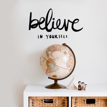 Mıgnatıs - El Yazısı ile Yazılmış Believe In Yourself Yazısı Sticker 60X33 cm - Siyah
