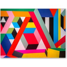 Caka Tablo Ahşap Tablo Karışık Renkli Geometrik Şekiller