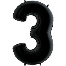 Rps Balon 3 Rakamı Siyah 100 cm Folyo Balon