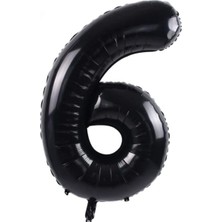 Rps Balon 6 Rakamı Siyah 100 cm Folyo Balon