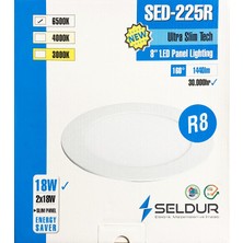 Seldur 18W Ultra Slim Sıva Altı LED Panel 6500K