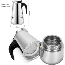 Weather Forecast Paslanmaz Çelik Ocak Üstü 9 Cup Fincan Moka Pot Espresso CIN285-9