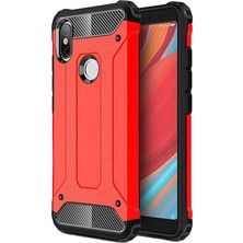 KZY Xiaomi Redmi S2 Kapak Çift Katmanlı Zırh Tank Kılıf - Kırmızı