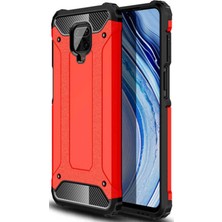 KZY Xiaomi Redmi Note 9s Kapak Çift Katmanlı Zırh Tank Kılıf - Kırmızı