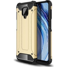 KZY Xiaomi Redmi Note 9 Kapak Çift Katmanlı Zırh Tank Kılıf - Gold