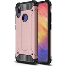 KZY Xiaomi Redmi Note 7 Kapak Çift Katmanlı Zırh Tank Kılıf - Rose Gold